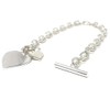 Sterling Silver Bracelet with Double Heart Tag with Bars and