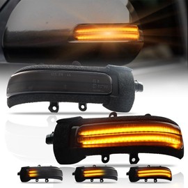 ATROVI LED Sequential Side Mirror Marker Lights for Toyo-ta Tacoma Truck 2012-2015, [Visibility & Safety] with Tacoma Smoked Lens Amber LED Side Mirror Turn Signal Lights, 2 PCS