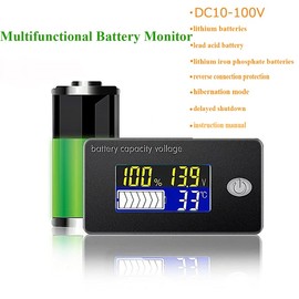 Battery Monitor Battery Testers Battery Meter Voltage Meter with Temperature Display Battery Display Voltage Display Lead Acid Battery Lithium Battery Gauge Meter (36V)