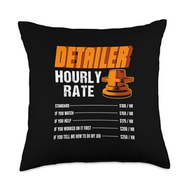 Auto Detailer Hourly Rate Automotive Car Detailing Detailer Throw Pillow