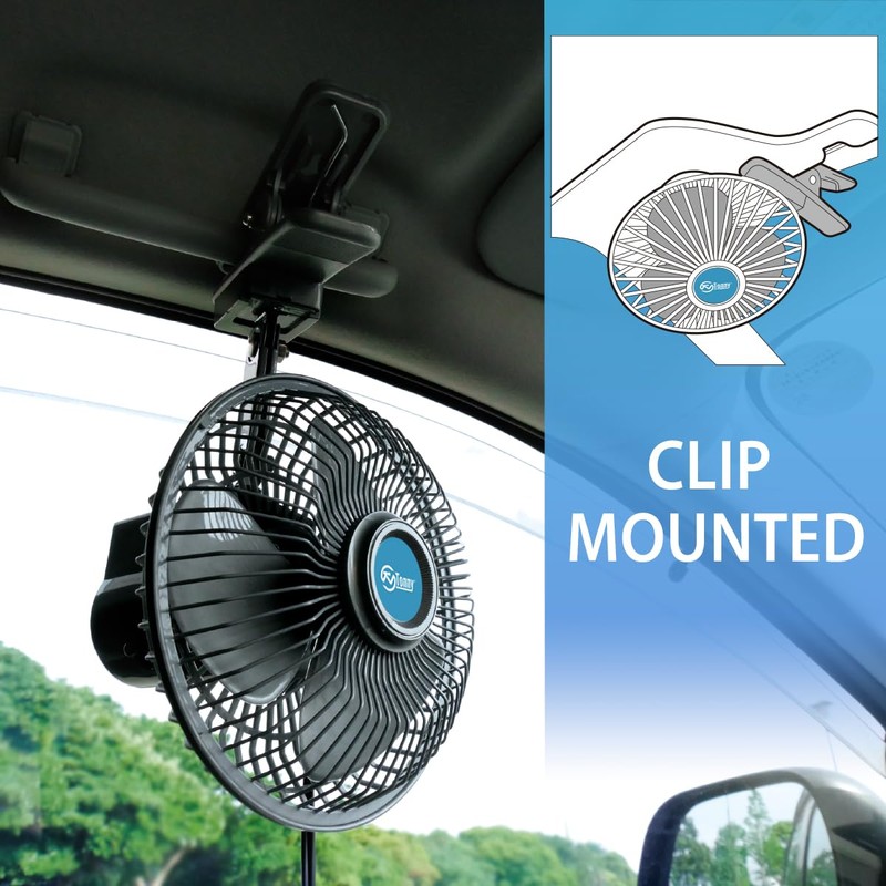 TN TONNY Classic 6 Inch Oscillating Car Clip on Fan
