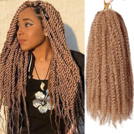 TUVOJALE Marley Twist Braiding Hair 18 inch Afro Kinky Curly Crochet Braids 8 Packs Cuban Twist Crochet Braids Synthetic Low Maintenance Skin-Friendly Marley Hair Extensions(27#, Packs of 8)