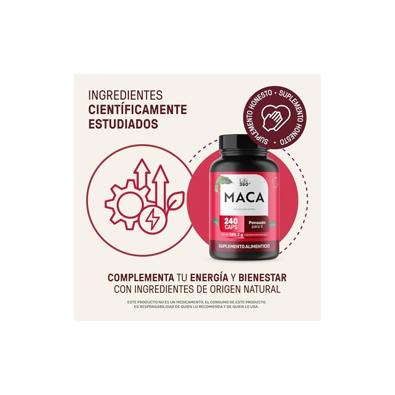 LIFE 360+ Maca Blend (Maca Negra, Amarilla y Roja)| 240