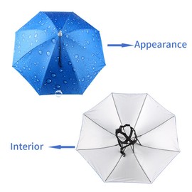 JANGANNSA Fishing Umbrella Hat Folding Sun Rain Cap Adjustable Multifunction Outdoor Headwear (Blue)