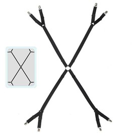 YOFASEN Black Triangle Bed Sheet Metal Clips - Adjustable Bed Sheet Elastic Straps Fasteners - Bed Straps For Sheets Clips Suspenders, Black, 1pcs