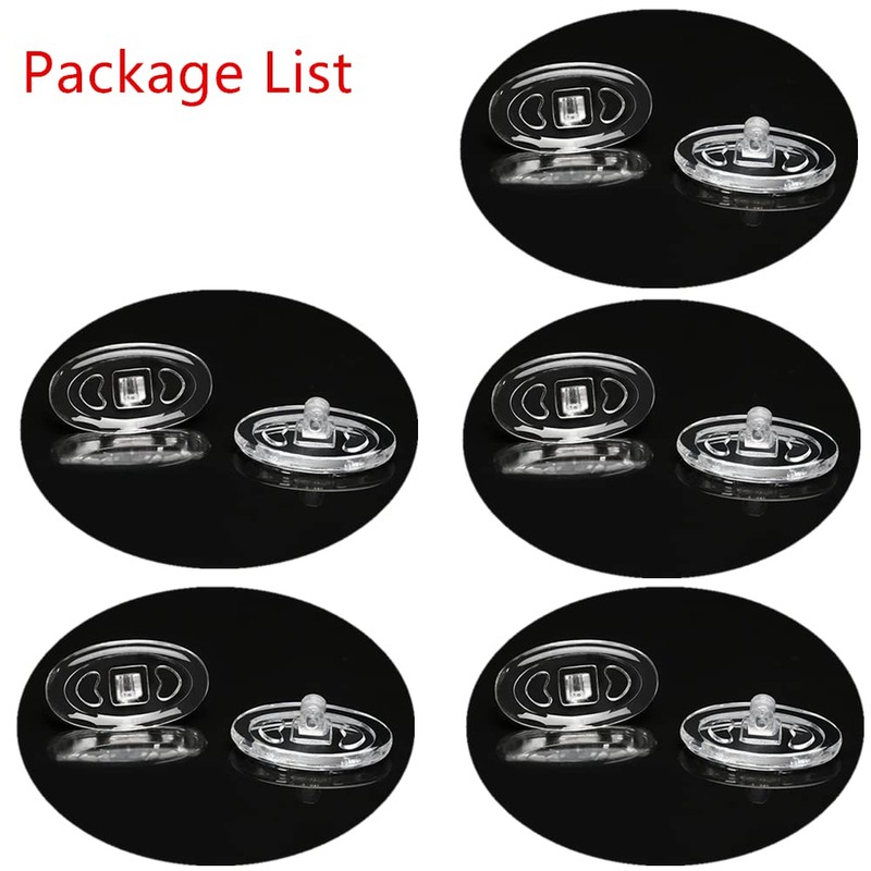 Screw-in Eyeglass Nose Pads,BEHLINE 5 Pairs Glasses Replacement Nose Pieces,Oval