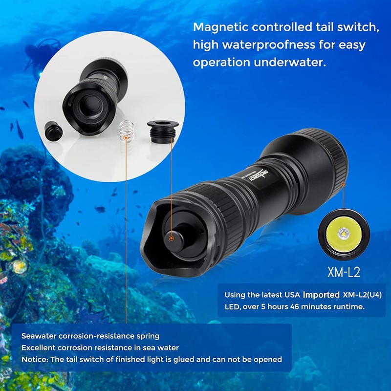 ORCATORCH D550 Dive Light 1000 Lumens Scuba Diving Flashlight 3