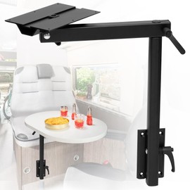 Aluminum Alloy Removable Table Leg RV, 360 Degree Rotation Laptop Table Leg, Height Adjustable Table Leg Bracket for RV Caravan Motorhome Yachts, Easy to Install, 60IBS (Black)