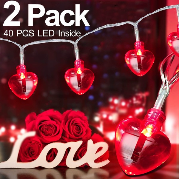 Grandeals 16.4FT 40LED Valentines Day Decor for Home Outdoor Valentines