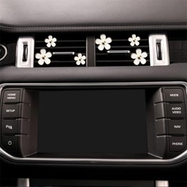 6 Pcs White Daisy Air Vent Clips, Cute Flower Air Conditioning Outlet Clip Car Automotive Air Fresheners Vent Clips Car Interior Decor Charm Car Decoration Cute Car Accessories for Girls + Mask Hook