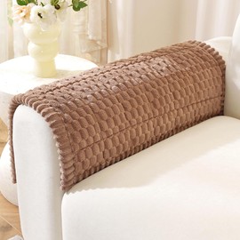 OstepDecor Couch Arm Cover, Non Slip Arm Chair Cover, Headrest Backrest Armrest Covers for Dogs Cats Pet Loveseat Recliner Leather L Shaped Sofa (27.6" x 27.6", Brown)