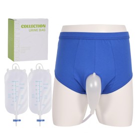 Urine Collector, Incontinence Pants for Men, Wearable Urine Collection Bag for Men, Men's Portable External Catheter Device with Two 500ml Urine Bag Reusable, Portable Leak Proof Leg Pee for Elder, XL