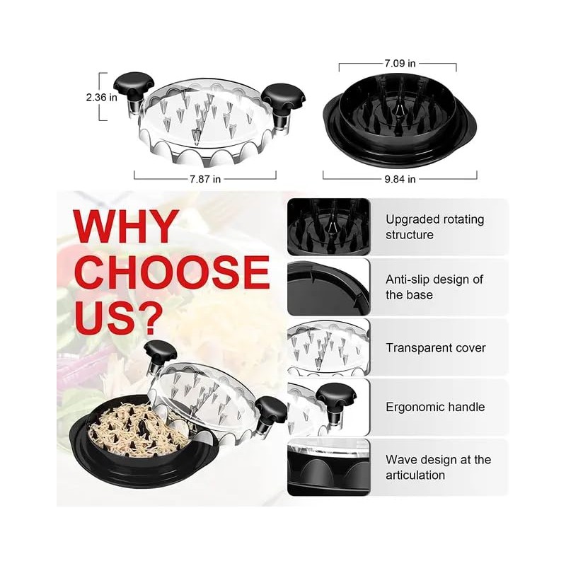 Generic Chicken Breast Shredder Tool, Twist with Brush and Fork,