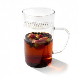 OTDCGI Crescent Glass Tea Cup with Integrated Filter, Heat-Resistant Borosilicate Glass, 16 oz, Tea-Water Separation Design, Dishwasher Safe, for Green and Flower Tea (16, oz)