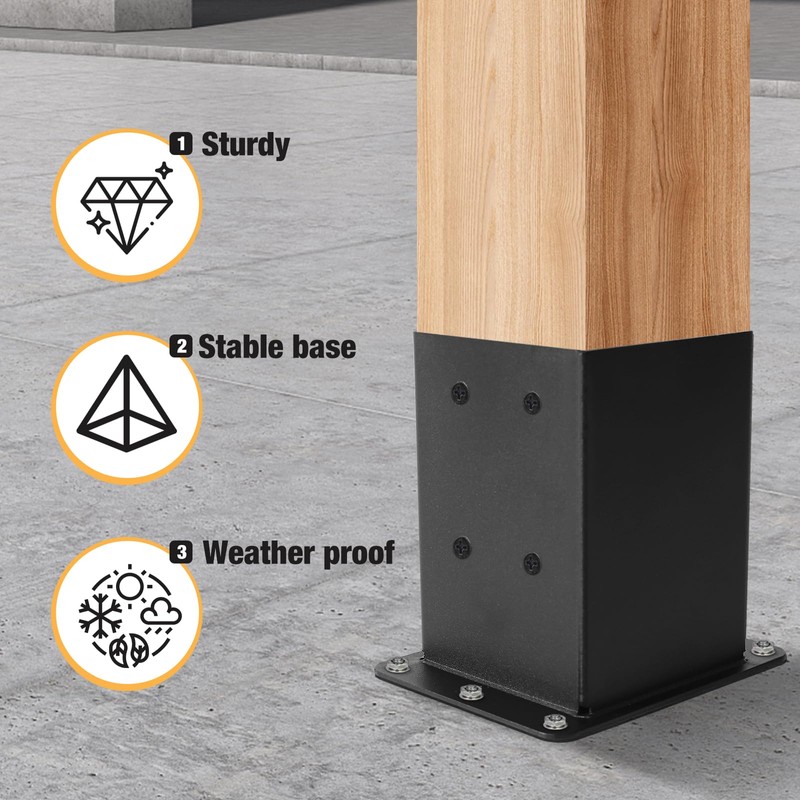 ICokin 4×4 Post Base 8 Pcs,Deck Post Brackets,Inner Size (3.6"x3.6“）Heavy