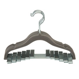 Simplify 6 Pack Children's Velvet Hangers | Durable | Lightweight | Non-Slip | Nursery | Shirt | Pants | Tank Top | Grey | Clips | Closet Organization