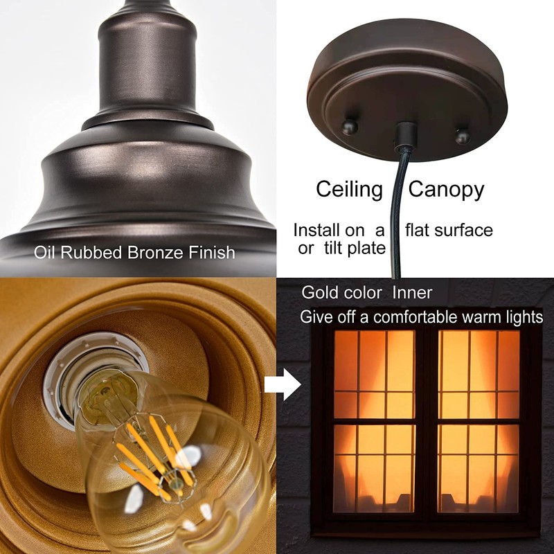 ALAISLYC 2 Pack Bronze Pendant Lights Kitchen Island Industrial Adjustable