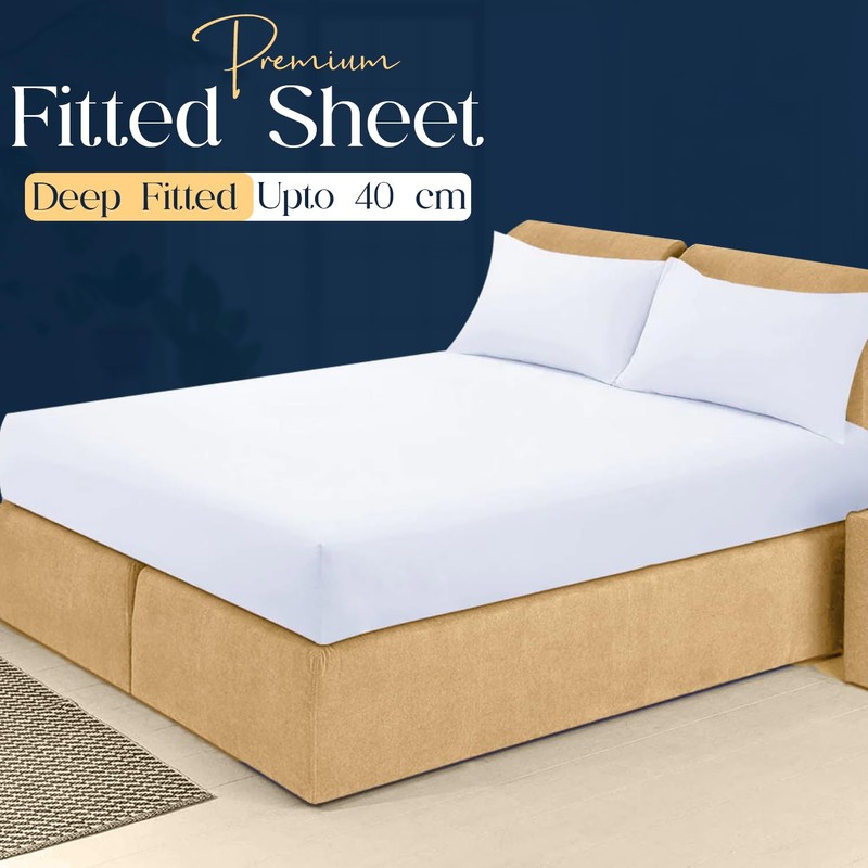 Sunshine Comforts Egyptian Cotton Fitted Sheets Super King Size Breathable,