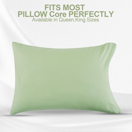 DONAMA Pillowcase Fit All Types of Pillow, 1pc Moisture Wicking and Cooling Fabric Pillow Cover with Envelope Closure - King Size 35.43" x 19.69" (Green)
