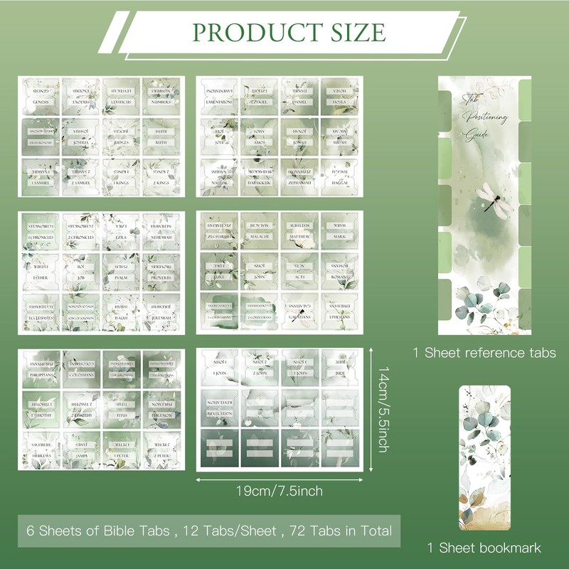 72Laminated Bible Tabs,Large Print Laminated for Study Bible,Include 67Bible Index