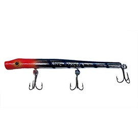 Nite Stalker Pencil Plug 5" - with 3 Treble Hooks, Size 4 (Chrome, Fluorescent Orange Head, Blue Ladderback) Custom Painted in USA