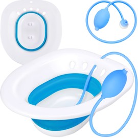 Pochik Sitz Bath, Sitz Bath for Hemorrhoids, Sitz Bath for Toilet Seat, Postpartum Care, Perineal Soaking, Collapsible, Flusher Hose, Drain Holes, Wider Seating Area, Deeper Bowl