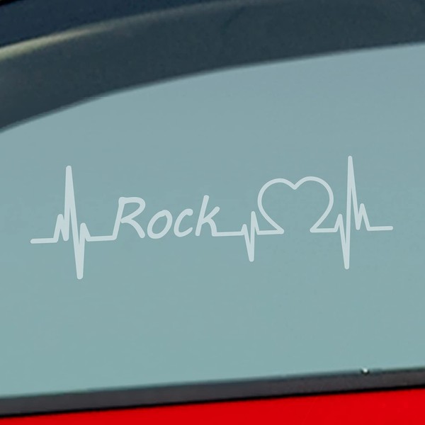 Hellweg Druckerei Car Sticker Rock Pulse Heartbeat Fun Sticker Rear