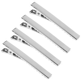 RUMYVE 4 Pcs Men's Tie Clips - Set of 4 Silver-Tone Tie Bars