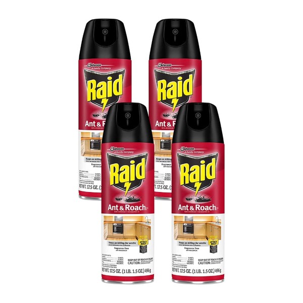 Raid Ant and Roach Killer Fragrance Free 1.09 Pound (Pack of 4)