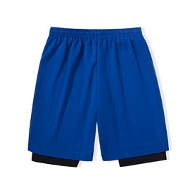 DaniChins Boys 2 in 1 Athletic Active Shorts Sports Running Quick Dry Breathable Compression Shorts, Blue, 7
