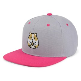 JPAK Happy Hamster with Nut Hip-Hop Snapback Hat Embroidered Baseball Cap Hamster Nutty