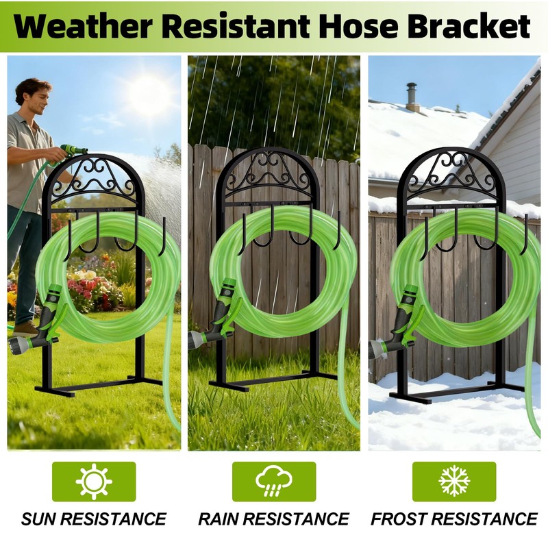 Freexployer Garden Hose Holder, Hose Holder Stand Rustproof Freestanding Heavy-Duty