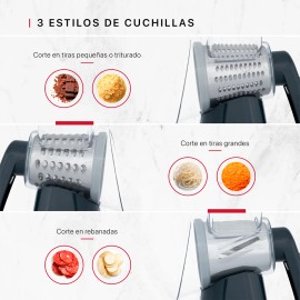 Rallador Cortador De Verduras Y Queso Cookify 3 En 1 Color Gris