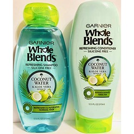 Garnier Whole Blends Haircare - Coconut Water & Aloe Vera - Refreshing Shampoo & Conditioner Set - Net Wt. 12.5 FL OZ (370 mL) Per Bottle - One Set