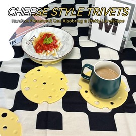 Gligar 3 Pack Trivets for Hot Dishes Pads Kitchen Pots Plate Cup Mat Silicone Holders Clearance Pan Protectors Instant Heat Resistant Accessories Yellow Placemats Round Countertop Home (3 Pack)