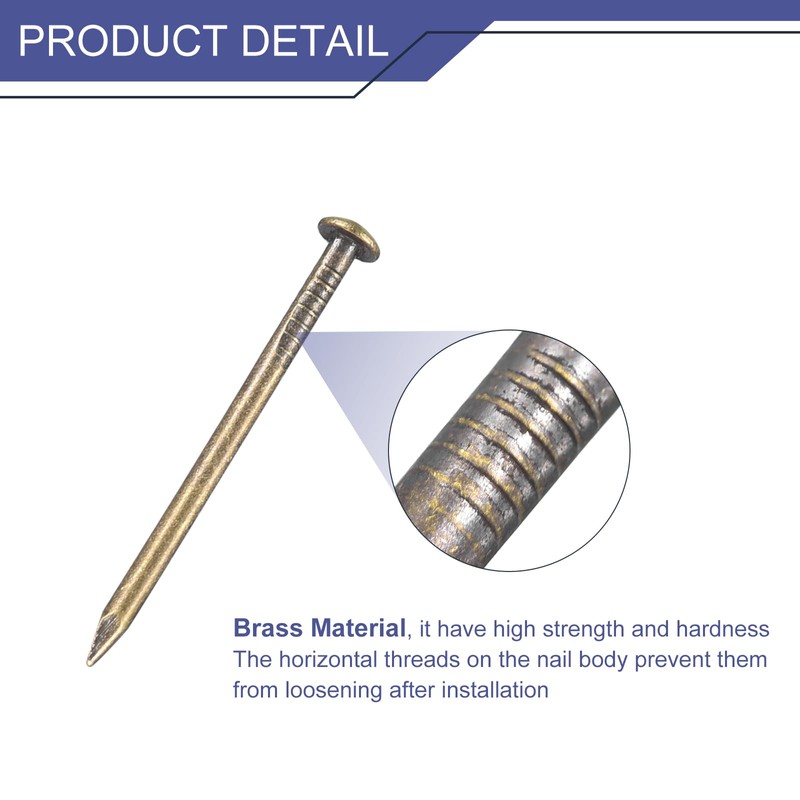 sourcing map 80 Pcs Small Tiny Nails 1.2mmx20mm(DXL) Tiny Brass
