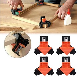 4 Pcs Angle Corner Spring Clamps, 90 Degree Right Angle Clamps for Woodworking Single Handle Spring Loaded Swing Clip Fixer
