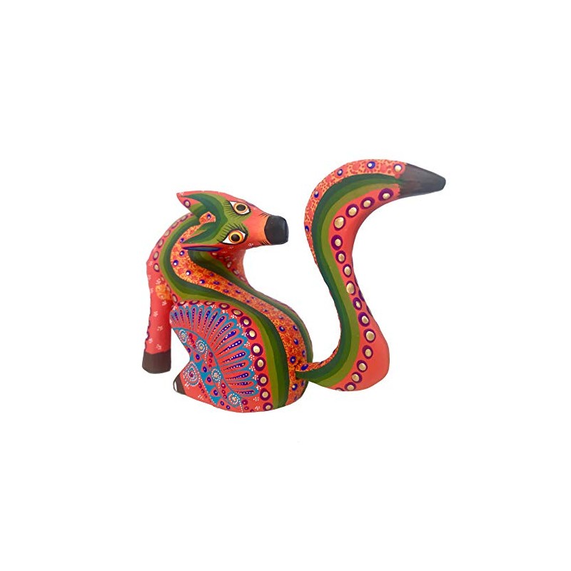ALKIMIA INC Mexican Alebrije Seated Coyote Wood Carving Handcrafted Sculpture