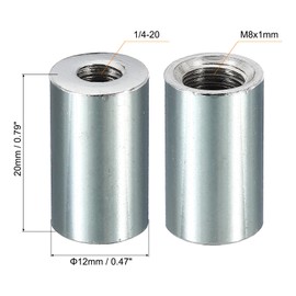 PATIKIL Thread Reducing Nuts, 3 Pack M8 Male to 1/4-20 Fine Thread Female Pipe Fitting Adapters Sleeve Reducer Gooseneck Hose Adapter for Lamp Connector