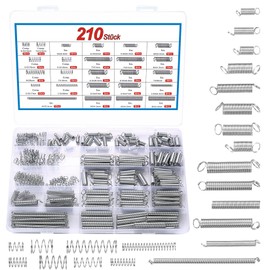 210 Pcs Compression Springs Assortment Kit, Assorted Tension Springs & Compressed Extension SpringsSet, Metal Mechanical Extended Coil Spiral Spring Assortment Set(20 Sizes)