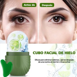 Rodillo de Hielo para la Cara,Molde de Hielo para Cara de Silicona Reutilizable,Rodillo Facial Hielo para Belleza y Cuidado de Facial,Herramientasde Cuidado para Masaje Facial para Belleza Facial(Verde)