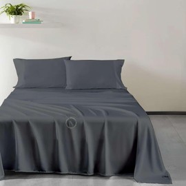 Twin Size Bed Sheets - 600 Thread Count Egyptian Cotton - 15 Inch Deep Pocket Fitted Sheet - Cooling Sheets - 4 Piece Premium Sheet Set for Twin Bed - Dark Grey Solid