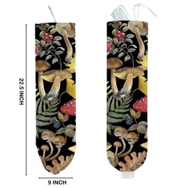 Mushroom Plastic Bag Holder for Kitchen Essentials, Wall Mount Grocery Bag Holder for Plastic Bags, Summer Leaves Reusable Shopping Bags Storage Dispenser for Home Kitchen, Mushroom Gifts for Women