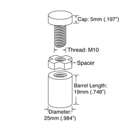 Sign Standoff 1" Diameter x 3/4" Barrel Length Polished Stainless Finish Edge It No Drill Standoff Pack of 4 by Outwater