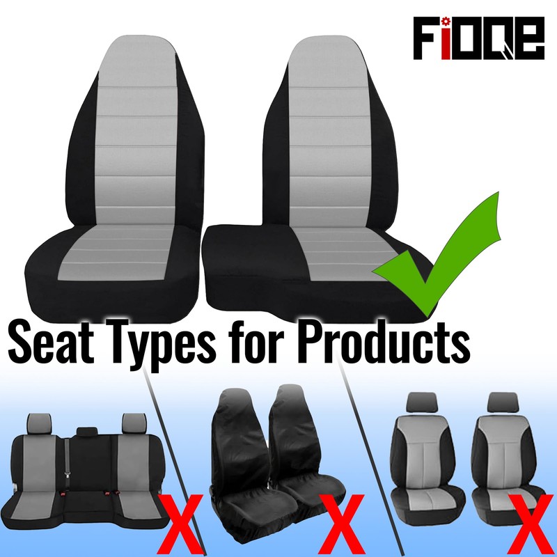 Fioqe 2PCS Front 60/40 Cloth High Back Bench Seat Cover