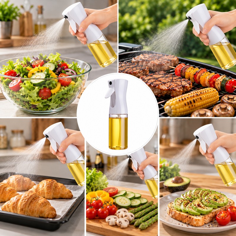 Oil Spray Bottle for Cooking – Refillable Plastic Oil Sprayer