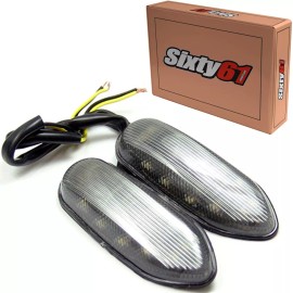 Sixty61 GSXR 600 750 2006-2025 Flush Mount LED Turn Signal Lights Smoke Mirror Block Off