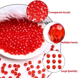 BONNY BOXX 2000pcs 4mm Acrylic Faceted Round Crystal Beads for Adults Transparent Red Loose Spacer Craft Beads for DIY Bracelet Necklace Earring Keychain Jewelry Making Bags Decoration
