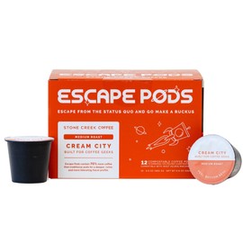 Stone Creek Coffee Medium Roast Escape Pods, Ground Coffee Pods – (12 Count, Pack of 1) – Smooth and Sweet with Fruity & Chocolate Tasting Notes - Cream City