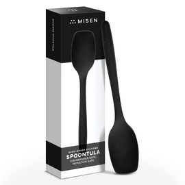 Misen Spoontula - Dishwasher Safe, Heat resistance, Nonstick Safe - Professional-Grade Versatile Kitchen Tool for Stirring, Spponging, Folding and Flipping - 4 Tools in One - Built to Last - Black